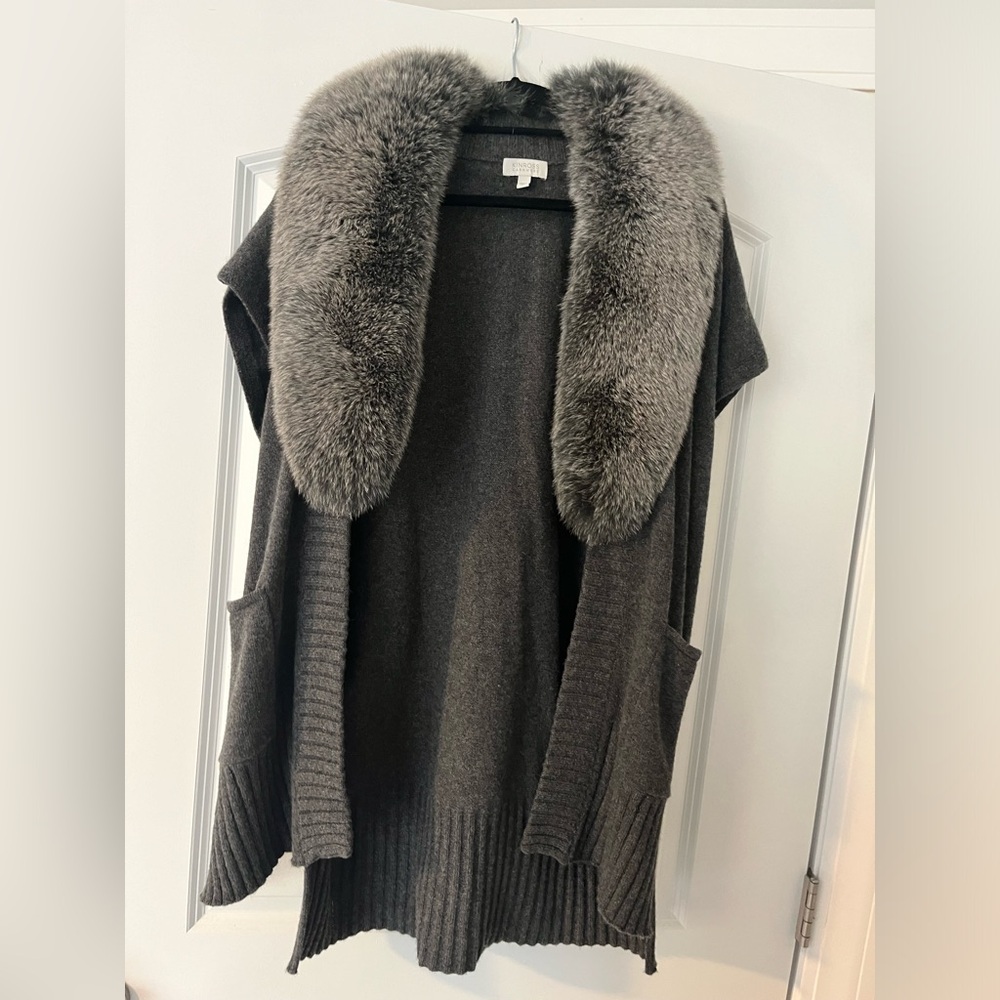 Kinross Cashmere Sweater with Fur Trim